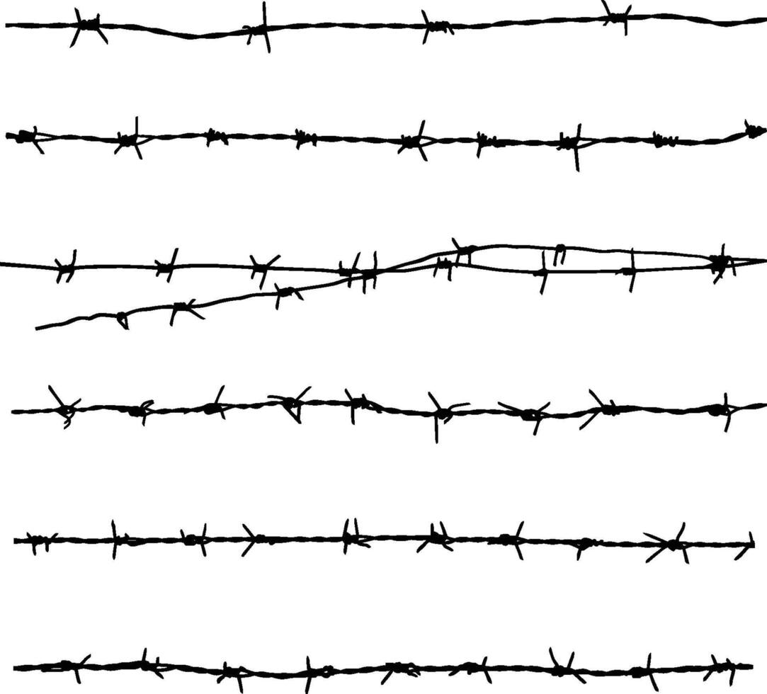 Barbed wire silhouette, isolated on white background. vector