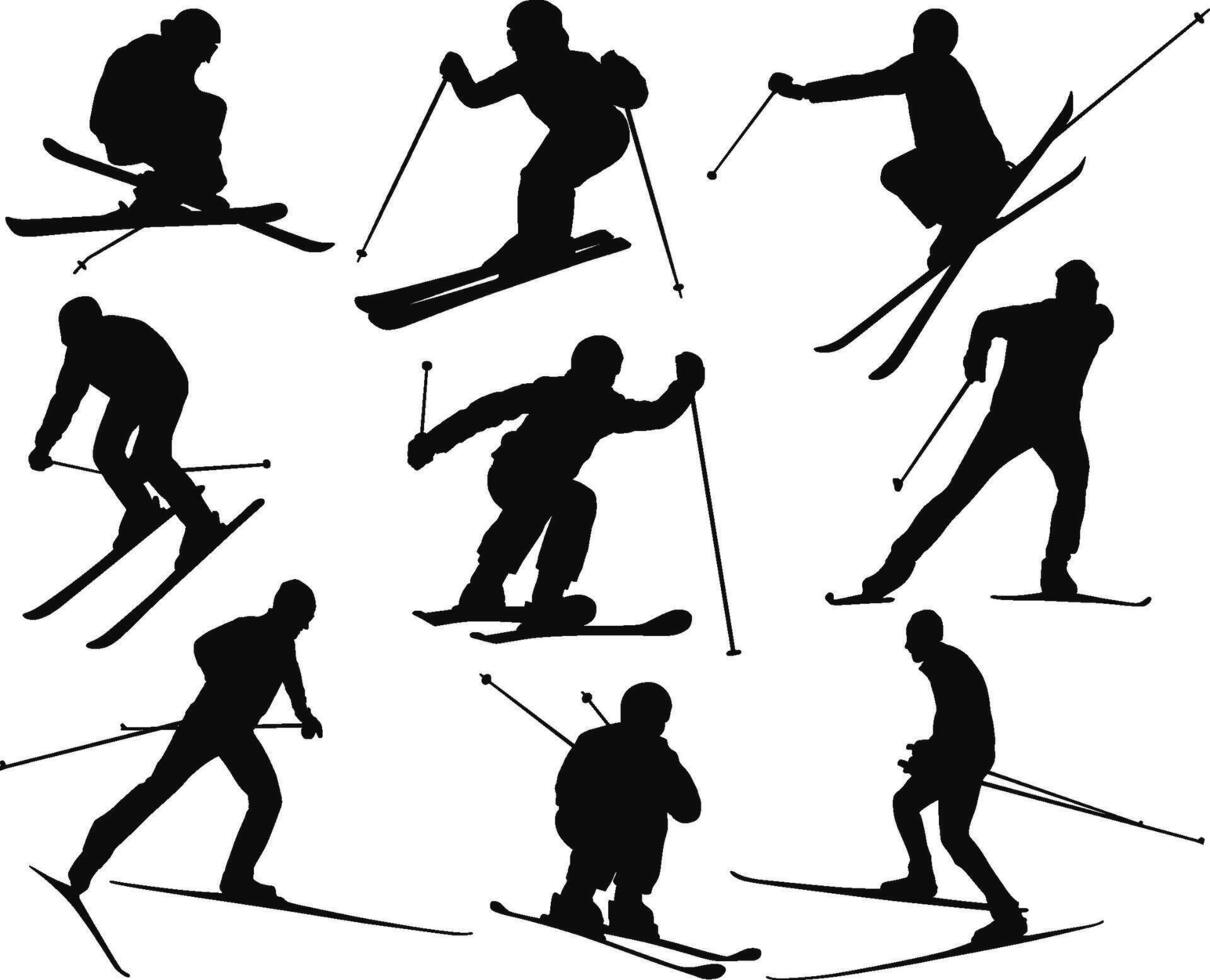 skatting ski silhouettes vector