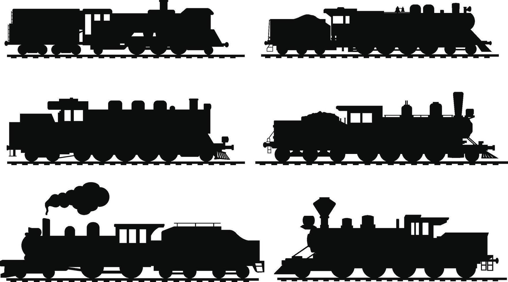 Retro train side view silhouette vector