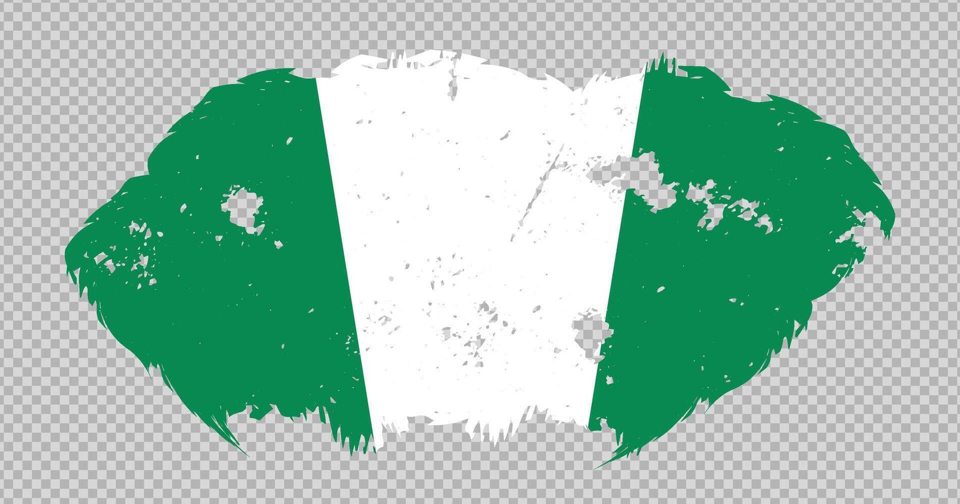 Nigeria national flag with distressed stroke brush effect on isolated background vector