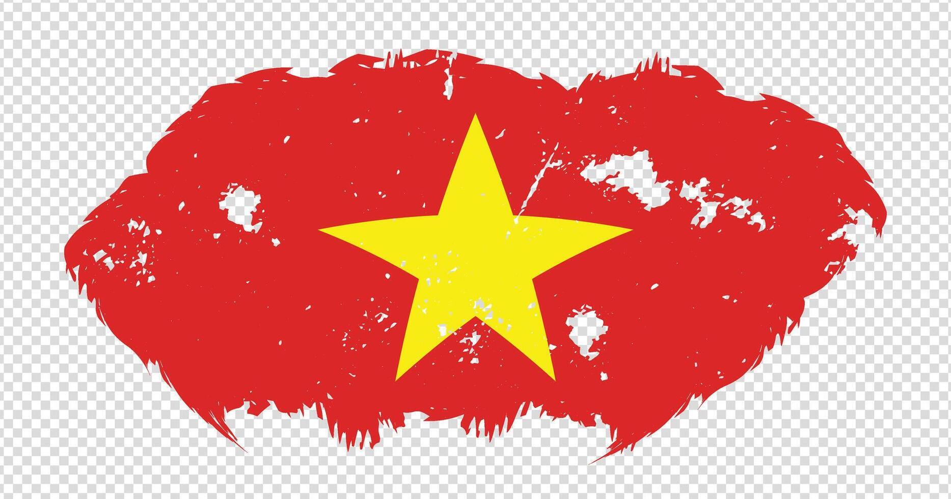 Vietnam national flag with distressed stroke brush effect on isolated background vector