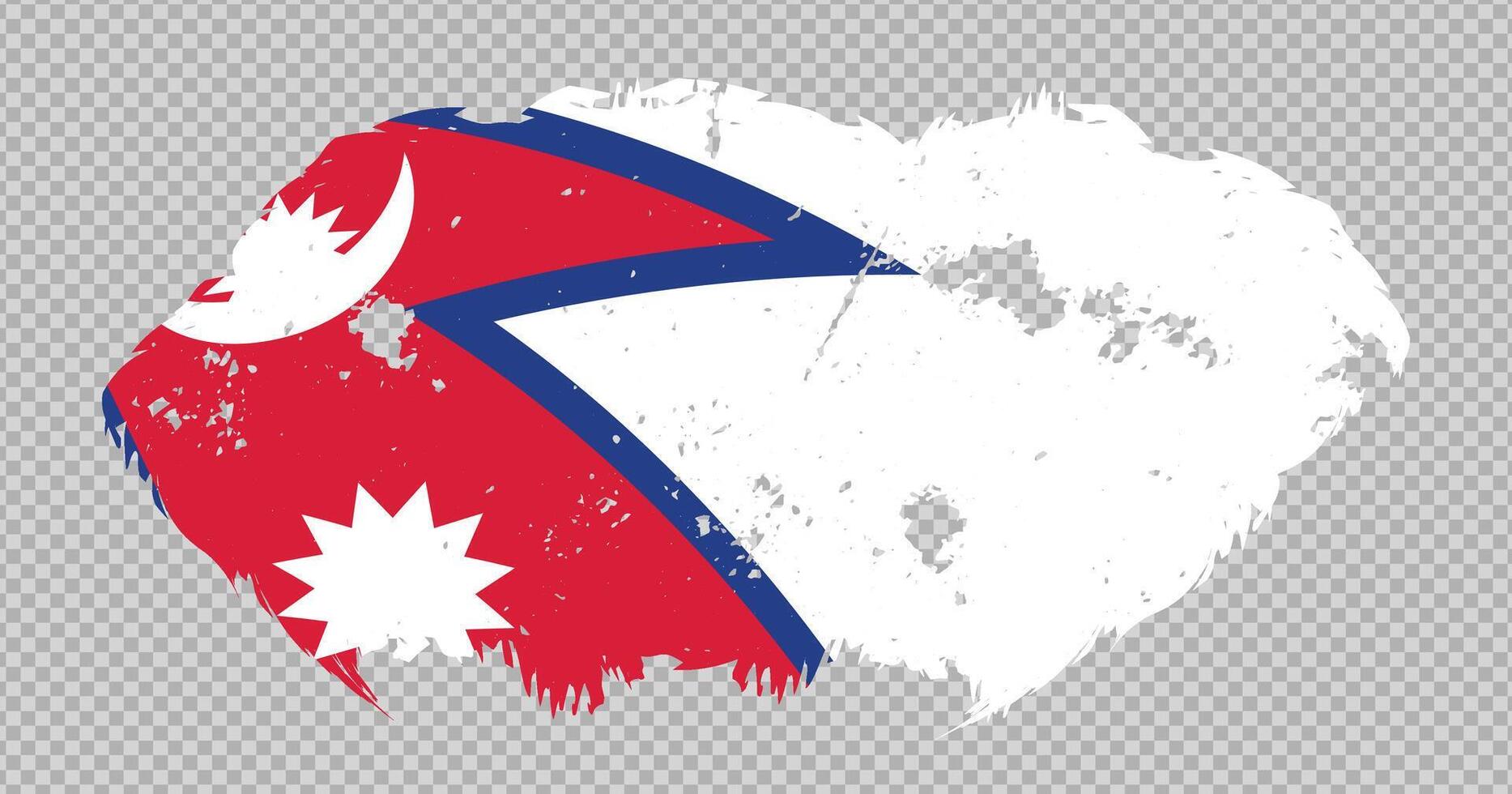 Nepal national flag with distressed stroke brush effect on isolated background vector