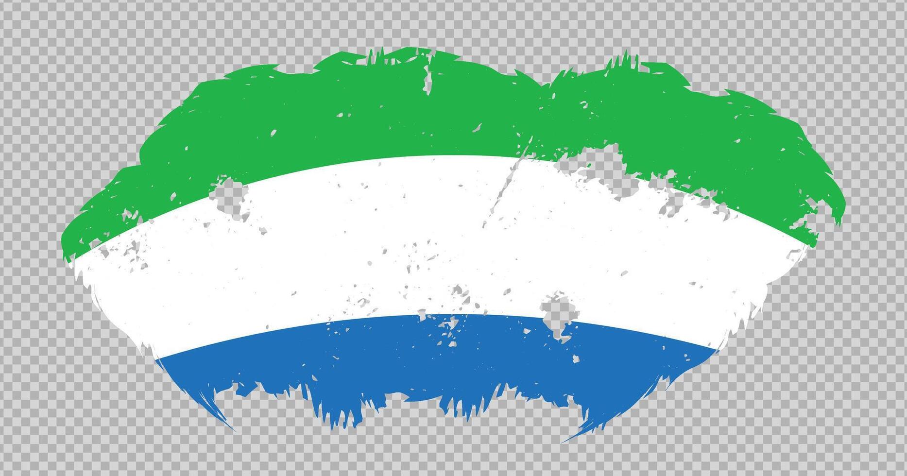 Sierra Leone national flag with distressed stroke brush effect on isolated background vector