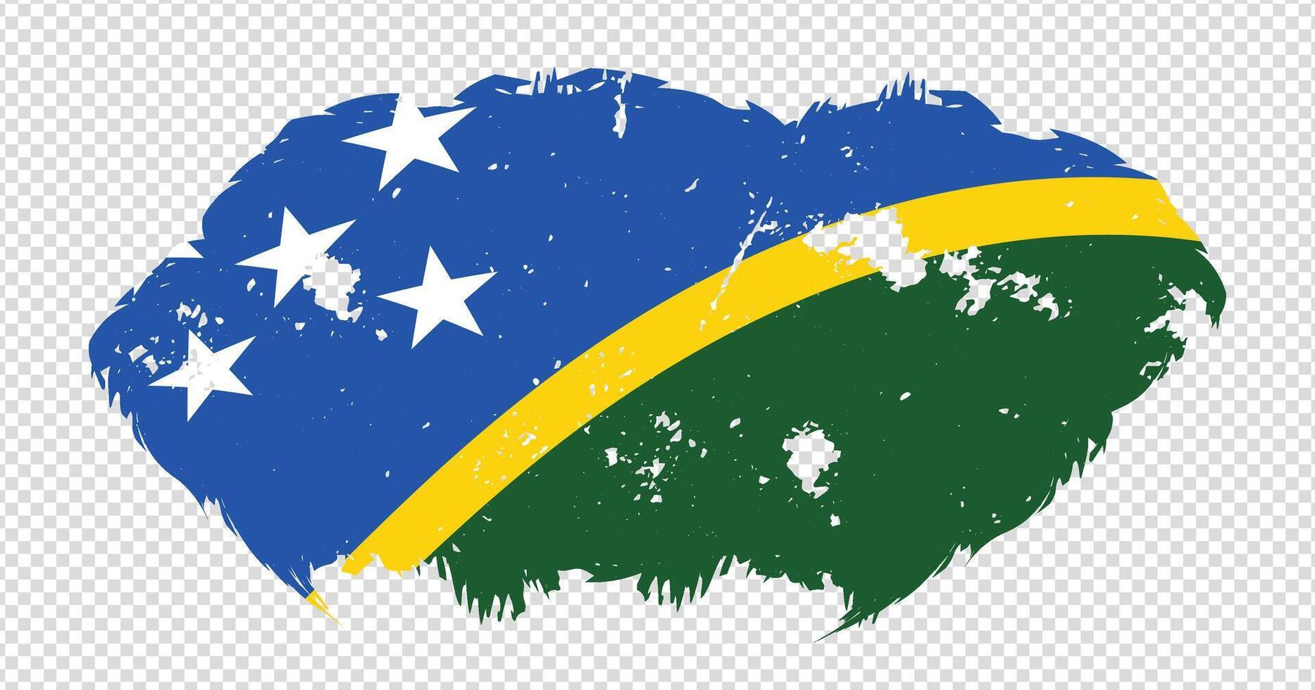 Solomon Islands national flag with distressed stroke brush effect on isolated background vector