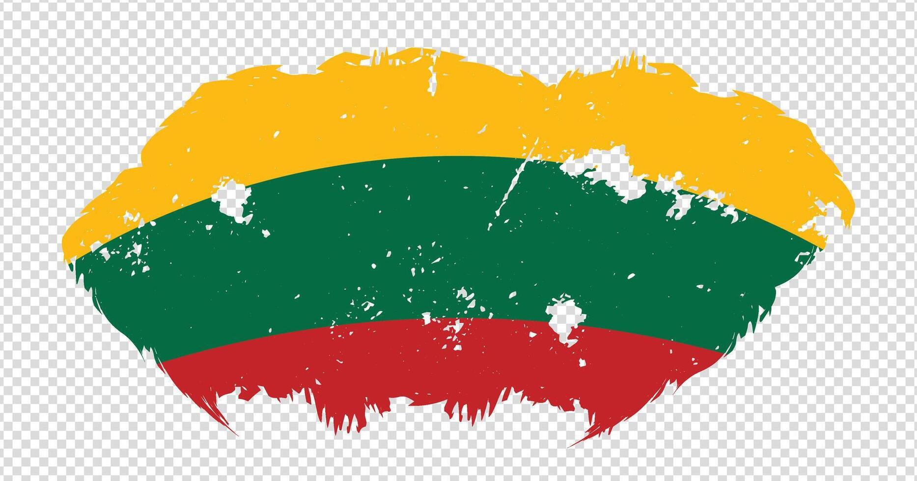 Lithuania national flag with distressed stroke brush effect on isolated background vector