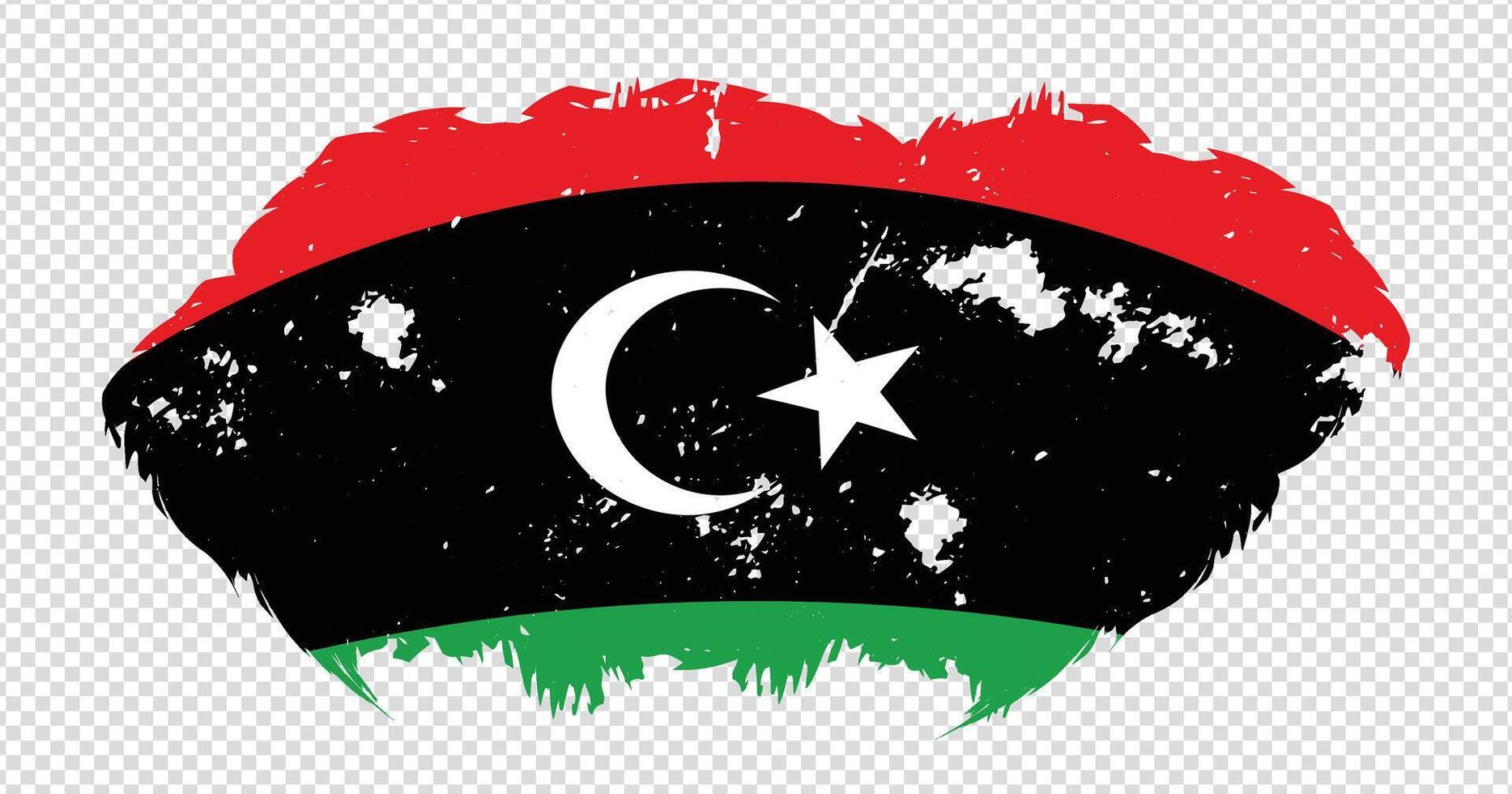 Libya national flag with distressed stroke brush effect on isolated background vector