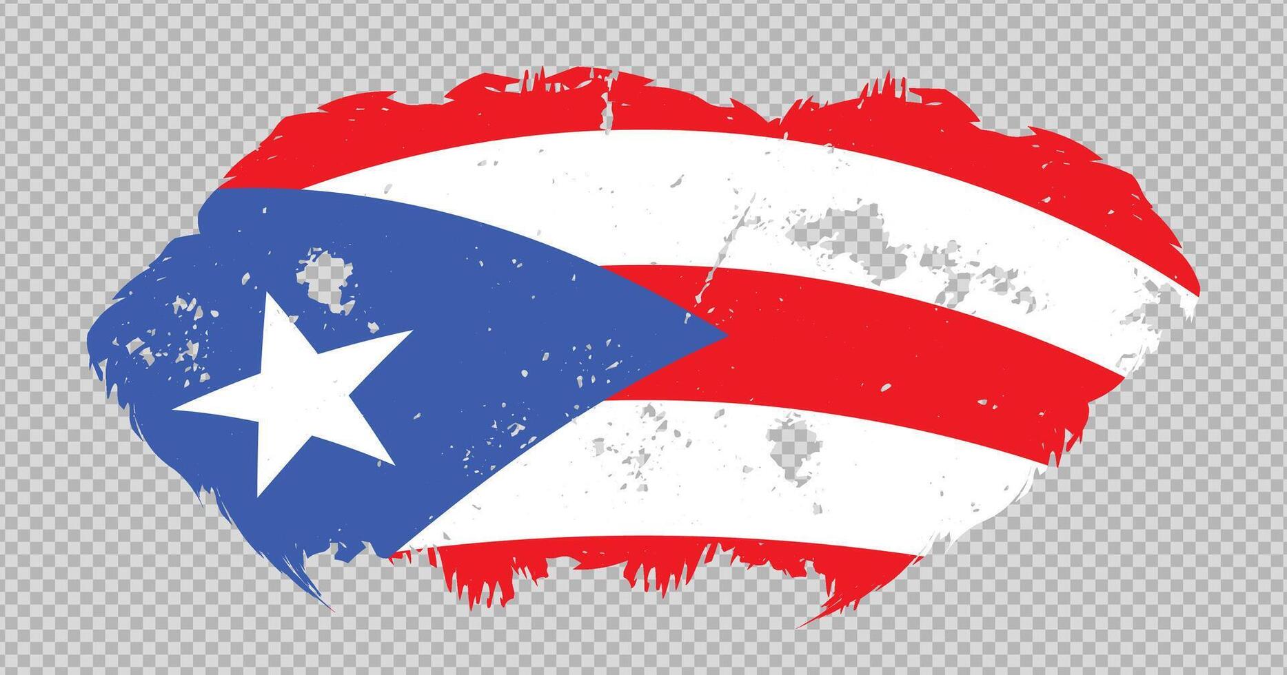 Puerto Rico national flag with distressed stroke brush effect on isolated background vector