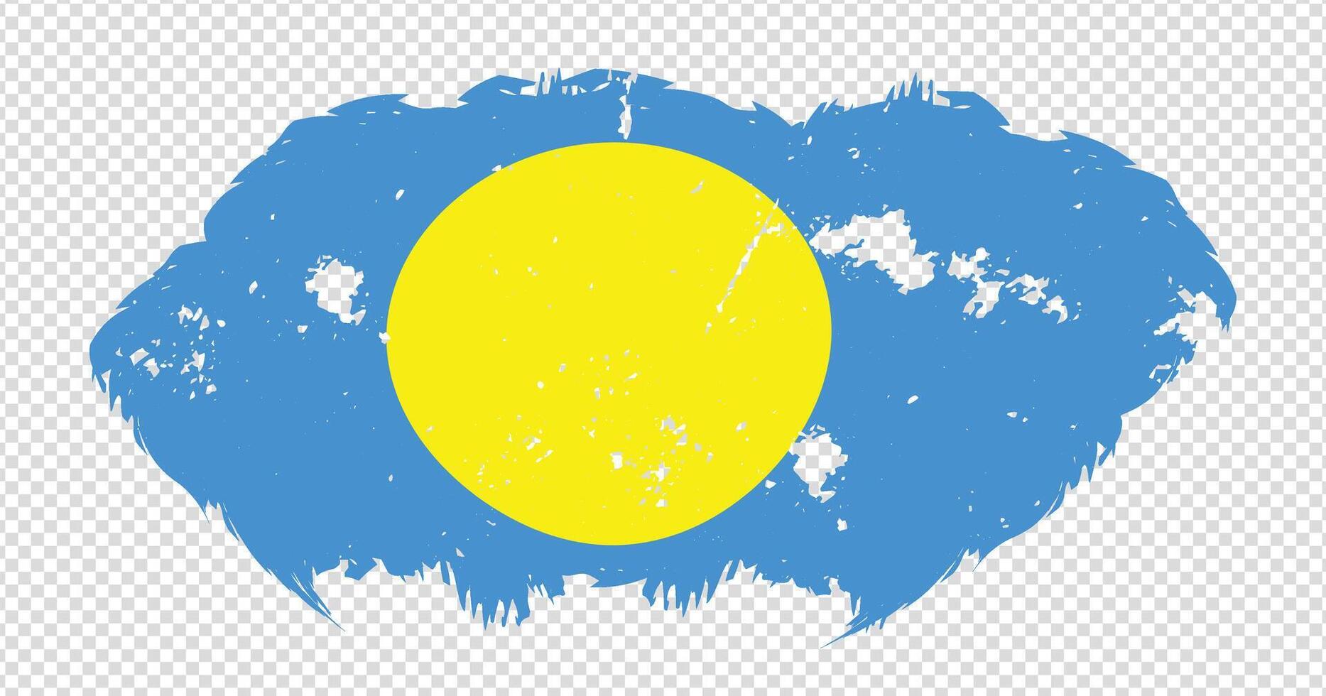 Palau national flag with distressed stroke brush effect on isolated background vector
