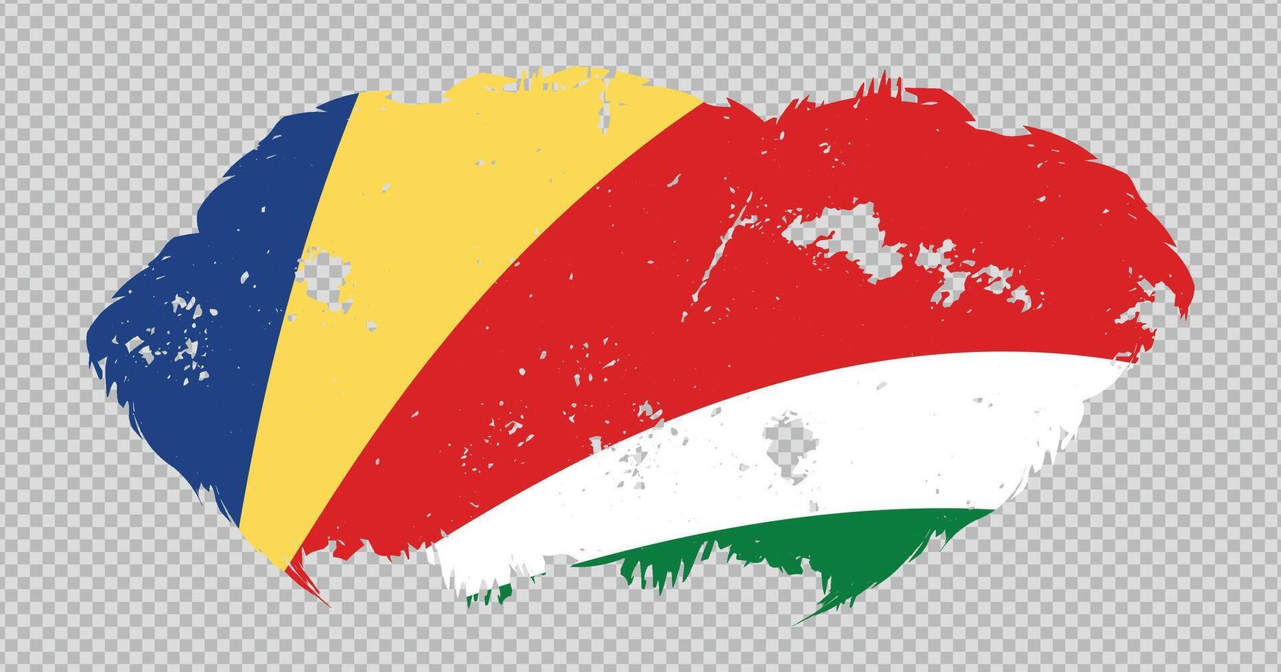 Seychelles national flag with distressed stroke brush effect on isolated background vector