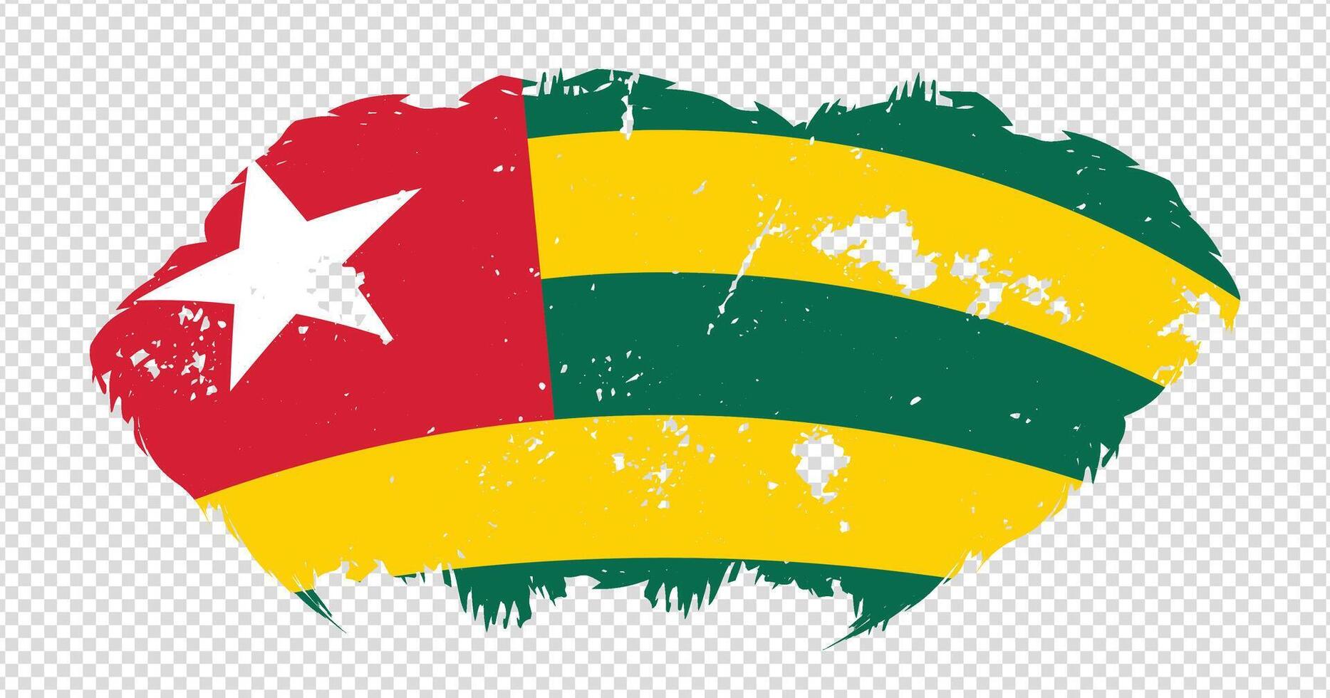 Togo national flag with distressed stroke brush effect on isolated background vector