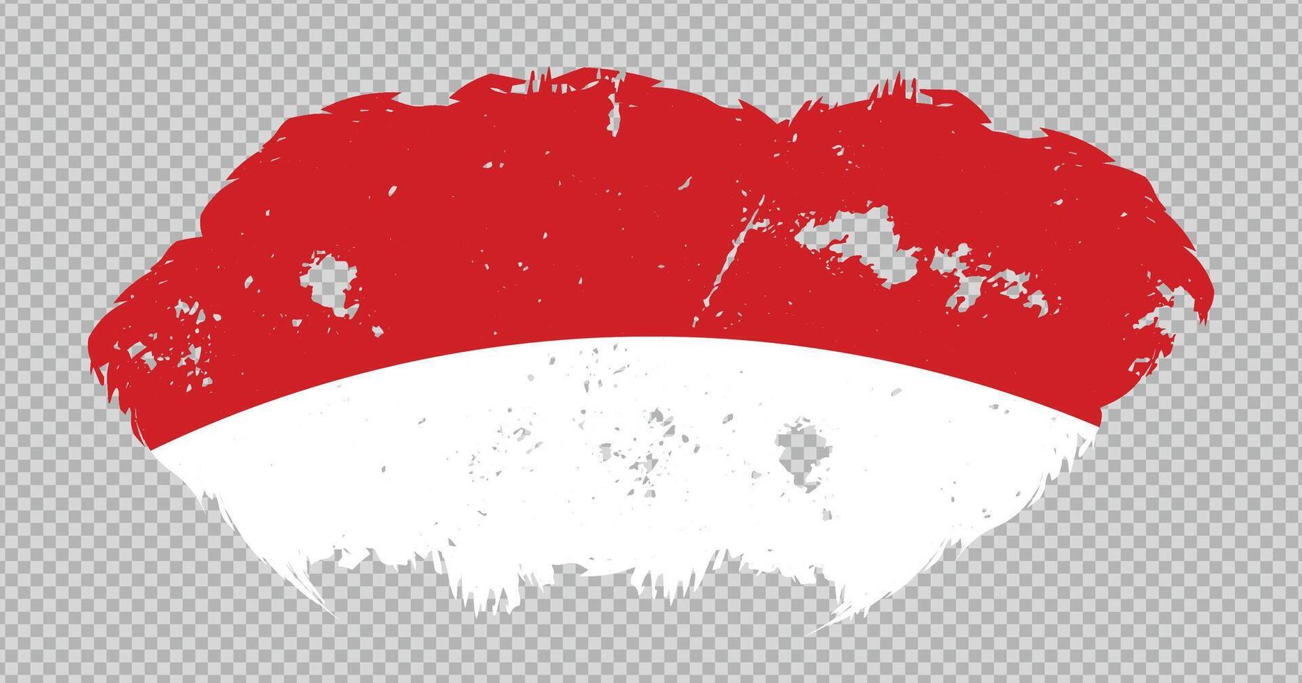 Monaco national flag with distressed stroke brush effect on isolated background vector