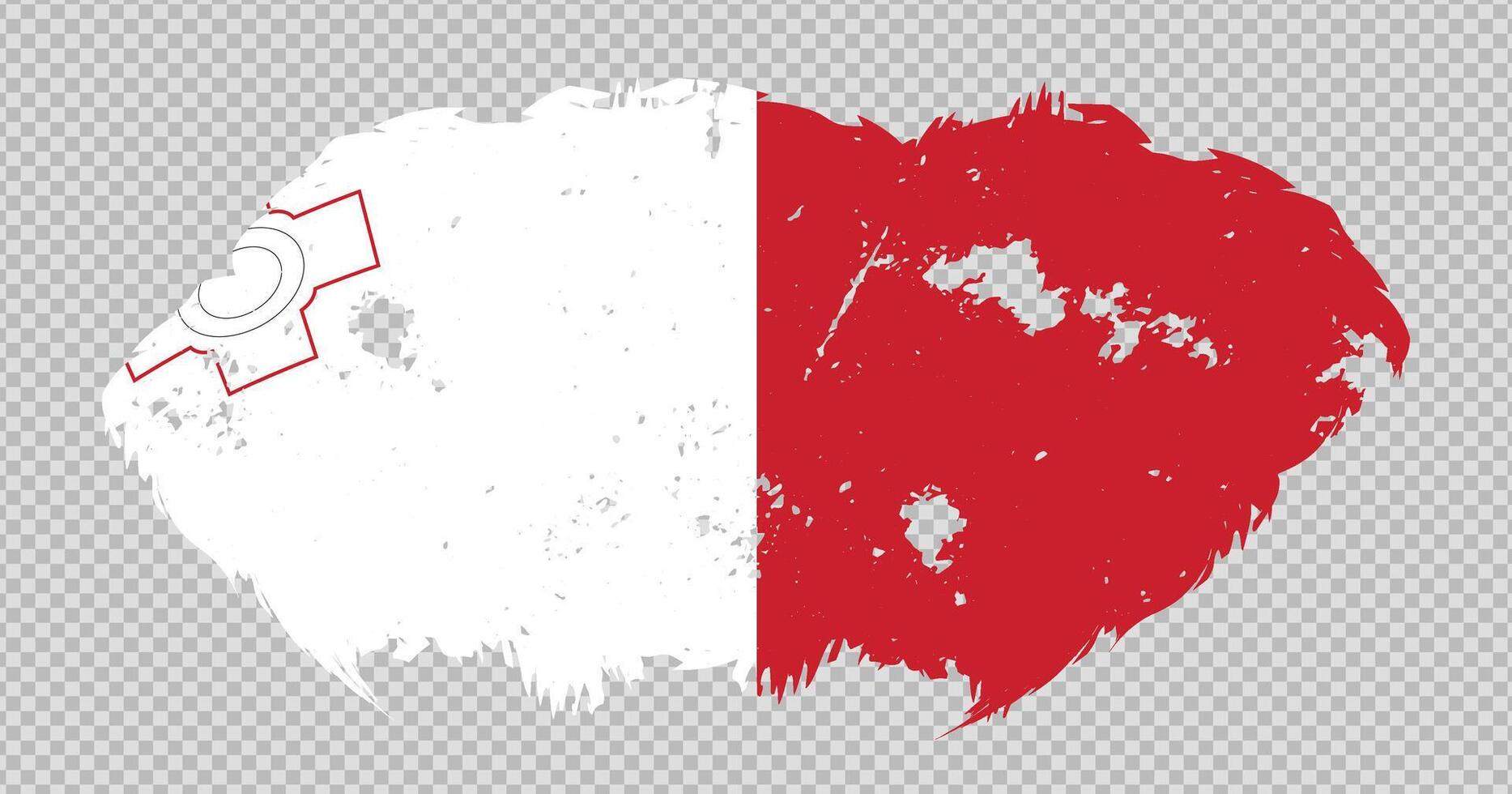 Malta national flag with distressed stroke brush effect on isolated background vector