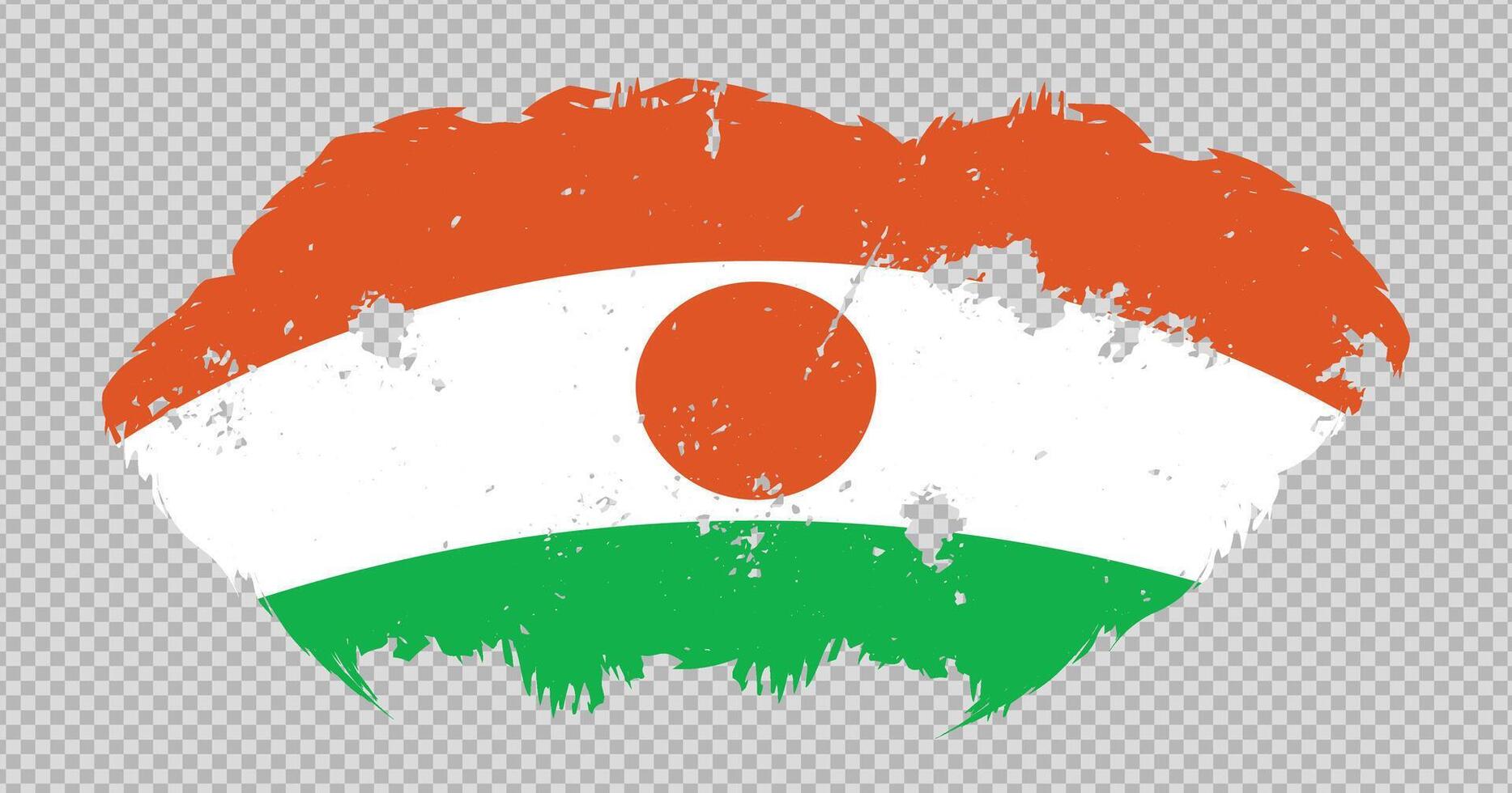 Niger national flag with distressed stroke brush effect on isolated background vector