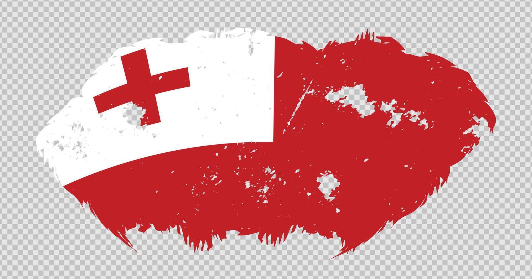 Tonga national flag with distressed stroke brush effect on isolated background vector