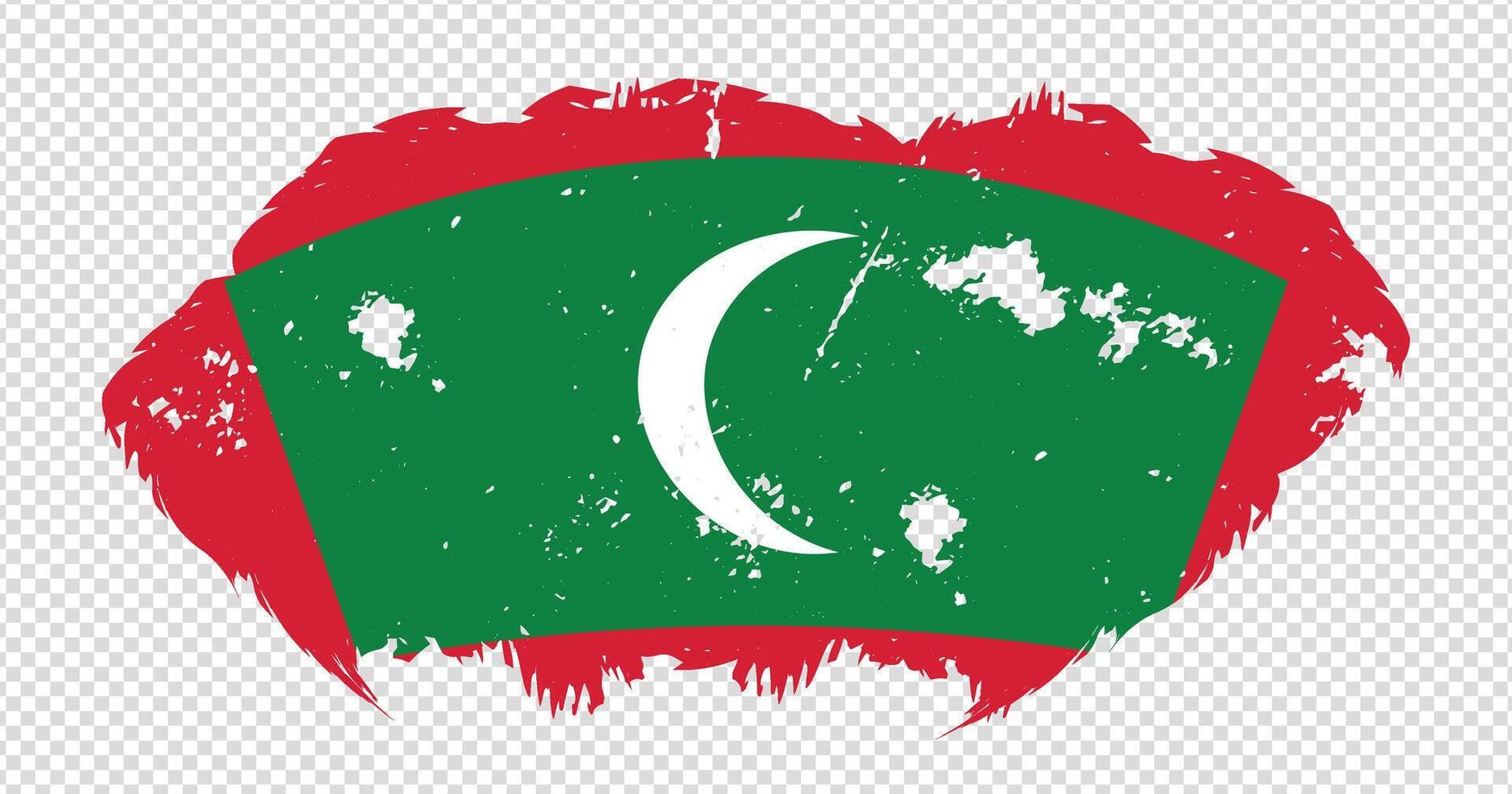 Maldives national flag with distressed stroke brush effect on isolated background vector