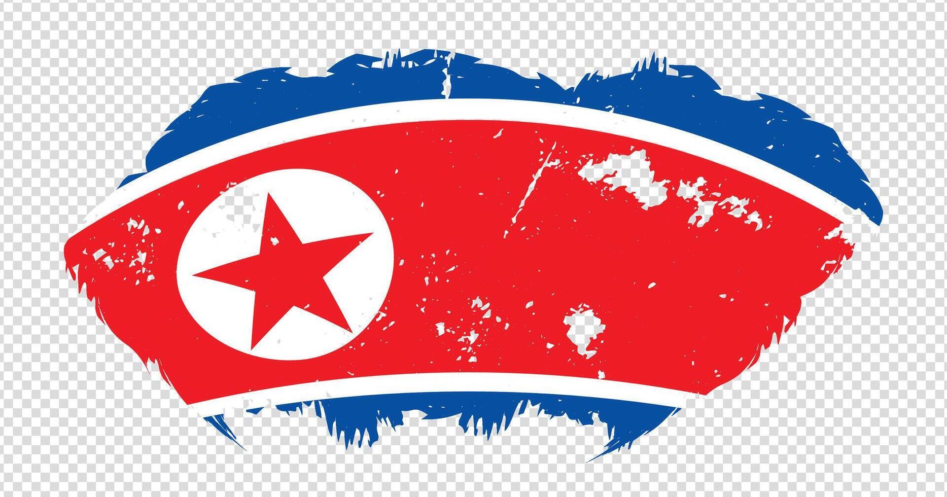North Korea national flag with distressed stroke brush effect on isolated background vector
