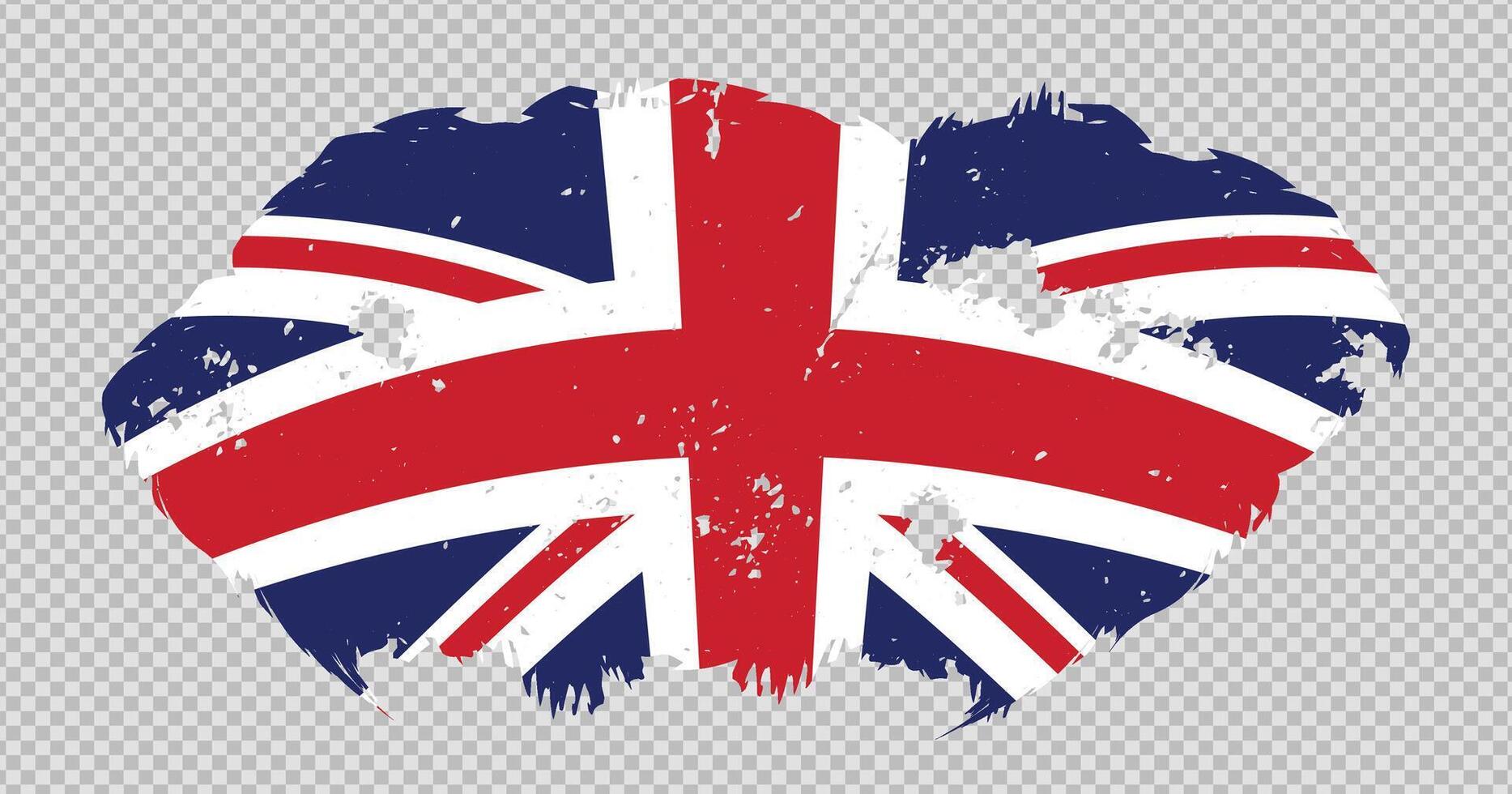 United Kingdom national flag with distressed stroke brush effect on isolated background vector