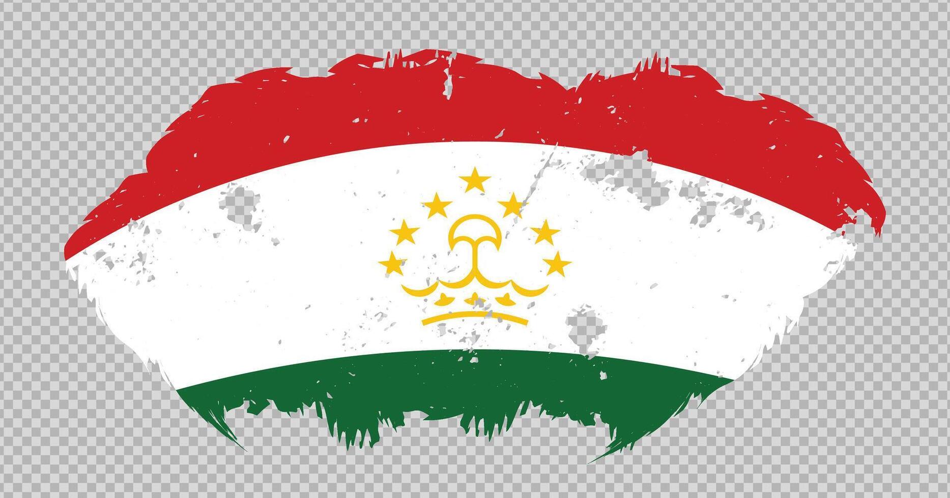 Tajikistan national flag with distressed stroke brush effect on isolated background vector