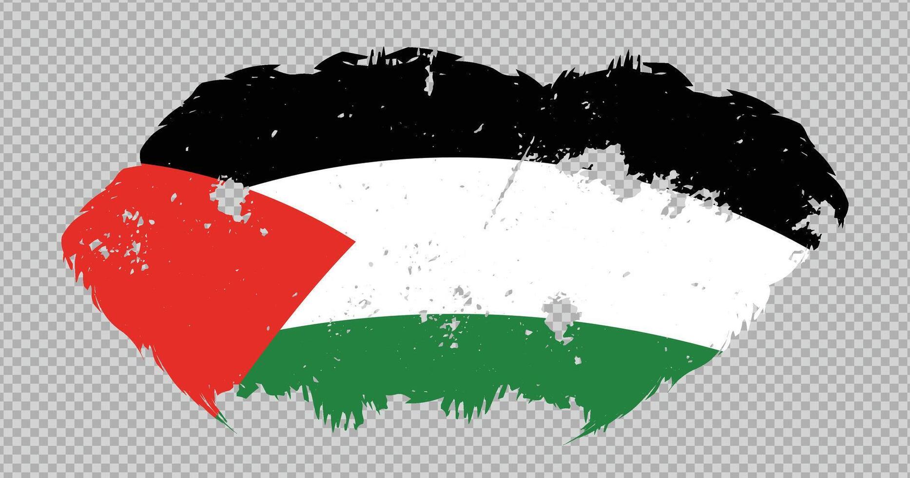 Palestine national flag with distressed stroke brush effect on isolated background vector
