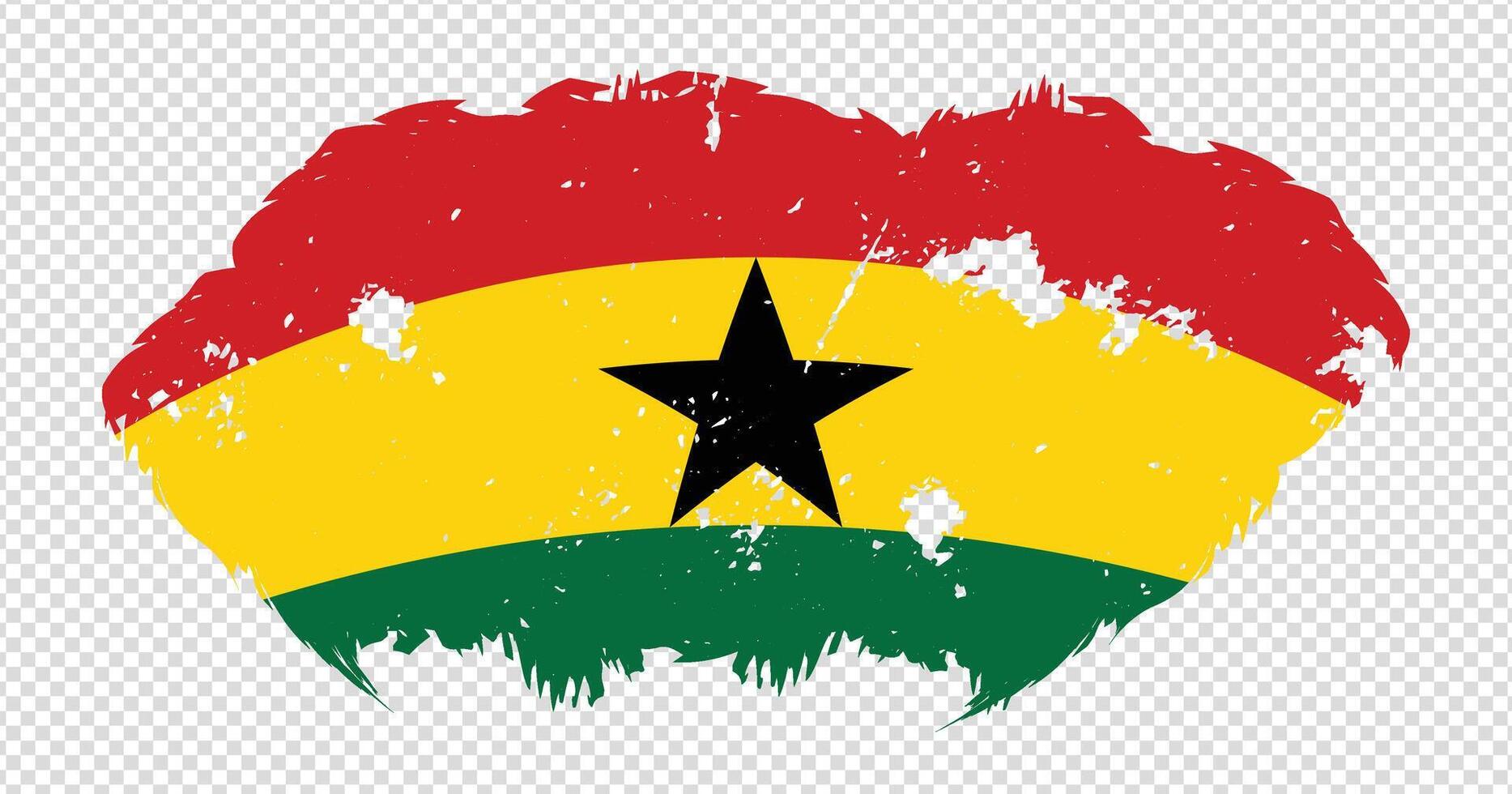 Ghana national flag with distressed stroke brush effect on isolated background vector