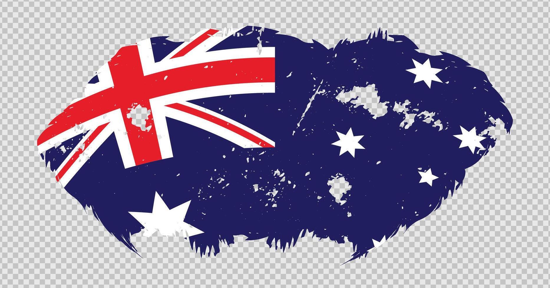 Australia national flag with distressed stroke brush effect on isolated background vector