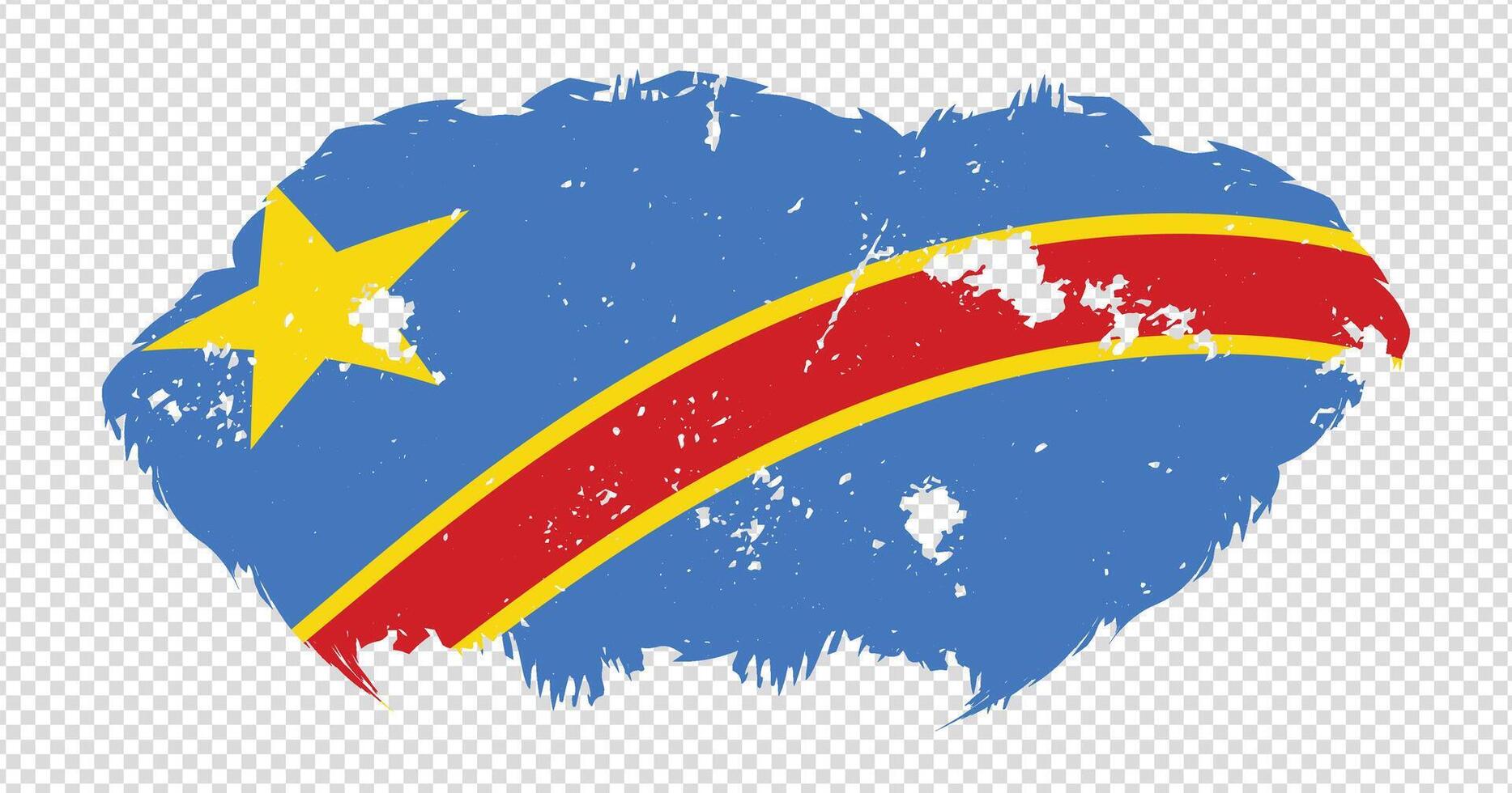 Democratic Republic Of The Congo national flag with distressed stroke brush effect on isolated background vector