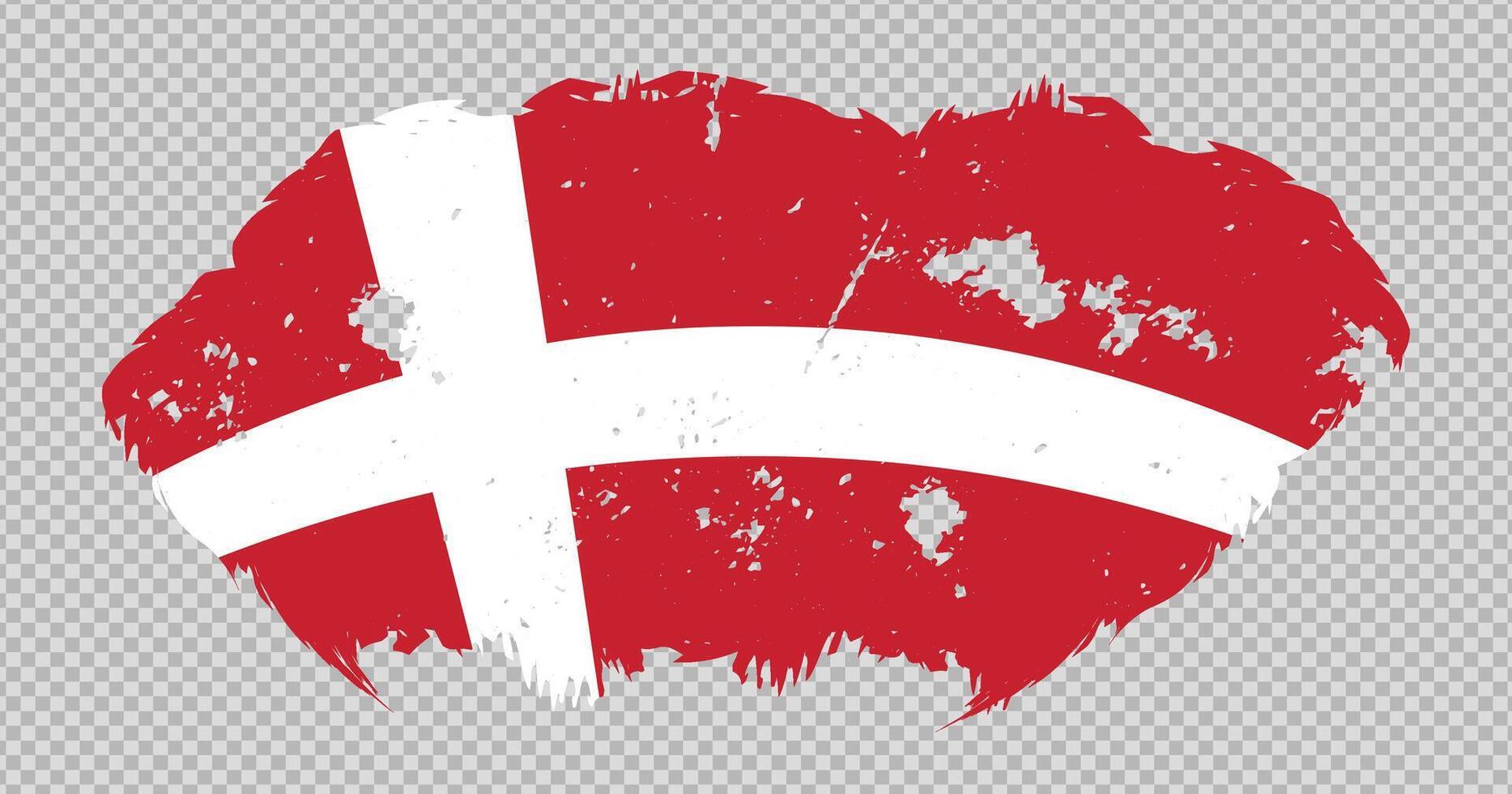 Denmark national flag with distressed stroke brush effect on isolated background vector