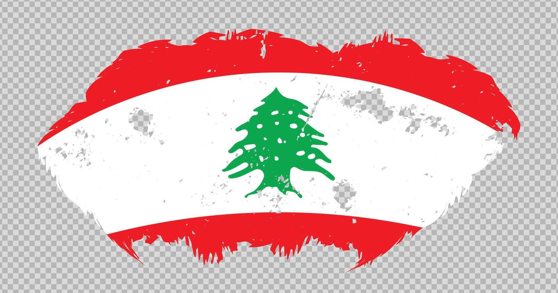 Lebanon national flag with distressed stroke brush effect on isolated background vector