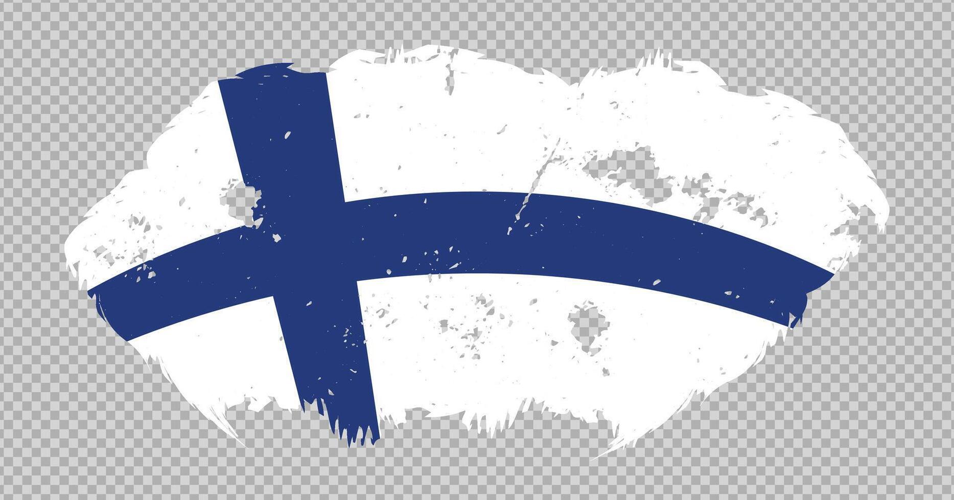 Finland national flag with distressed stroke brush effect on isolated background vector