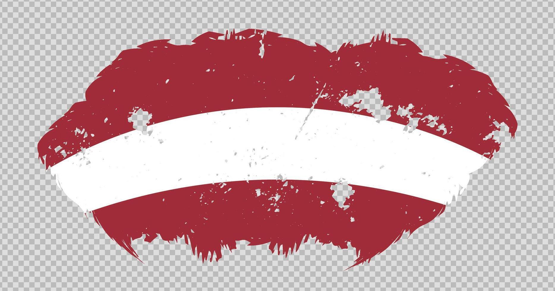Latvia national flag with distressed stroke brush effect on isolated background vector
