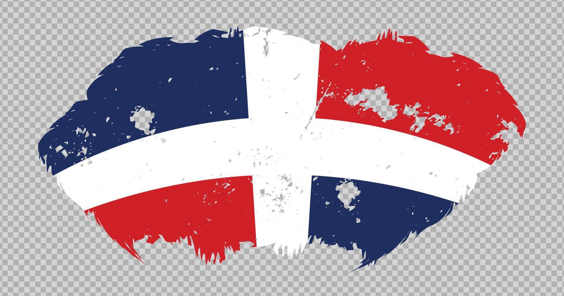 Dominican Republic national flag with distressed stroke brush effect on isolated background vector
