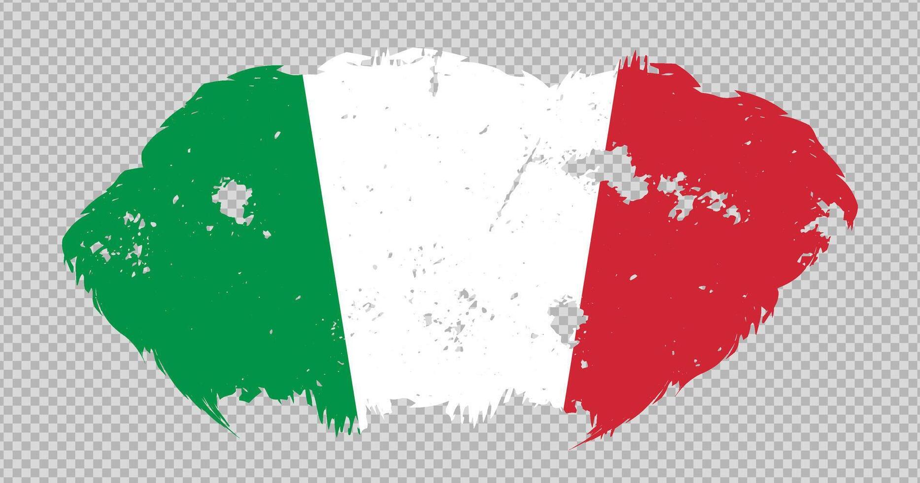 Italy national flag with distressed stroke brush effect on isolated background vector