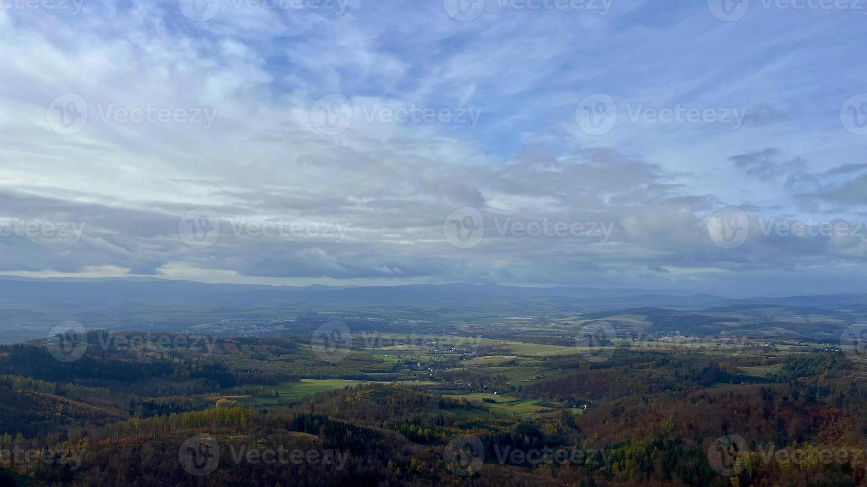 Autumn in the mountains, autumn mountains from above. Drone view. photo