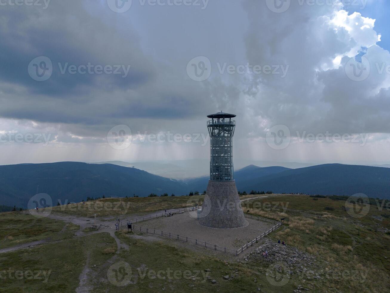Observation tower on the peak of Mount Kralicky Sneznik, Eastern Sudetes on the border of Poland and the Czech Republic photo