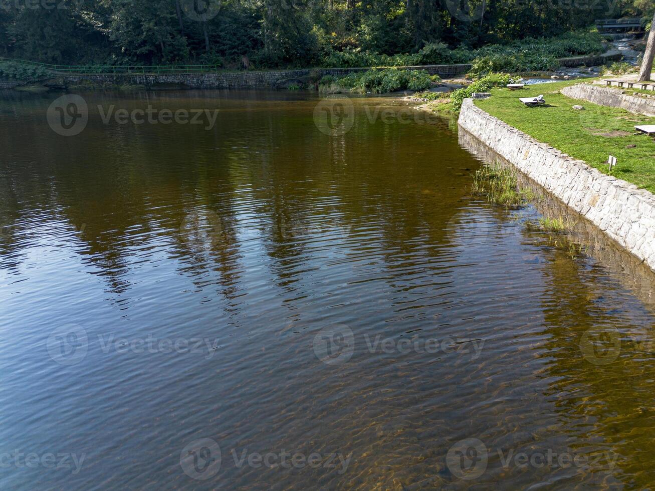 Dam on a mountain river, Karpacz, Poland photo