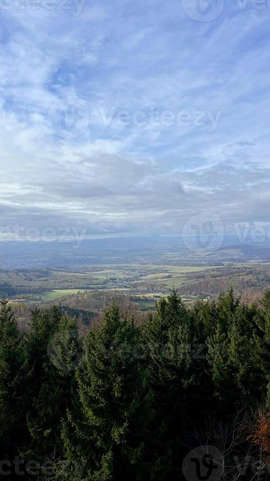 Autumn in the mountains, autumn mountains from above. Drone view. photo
