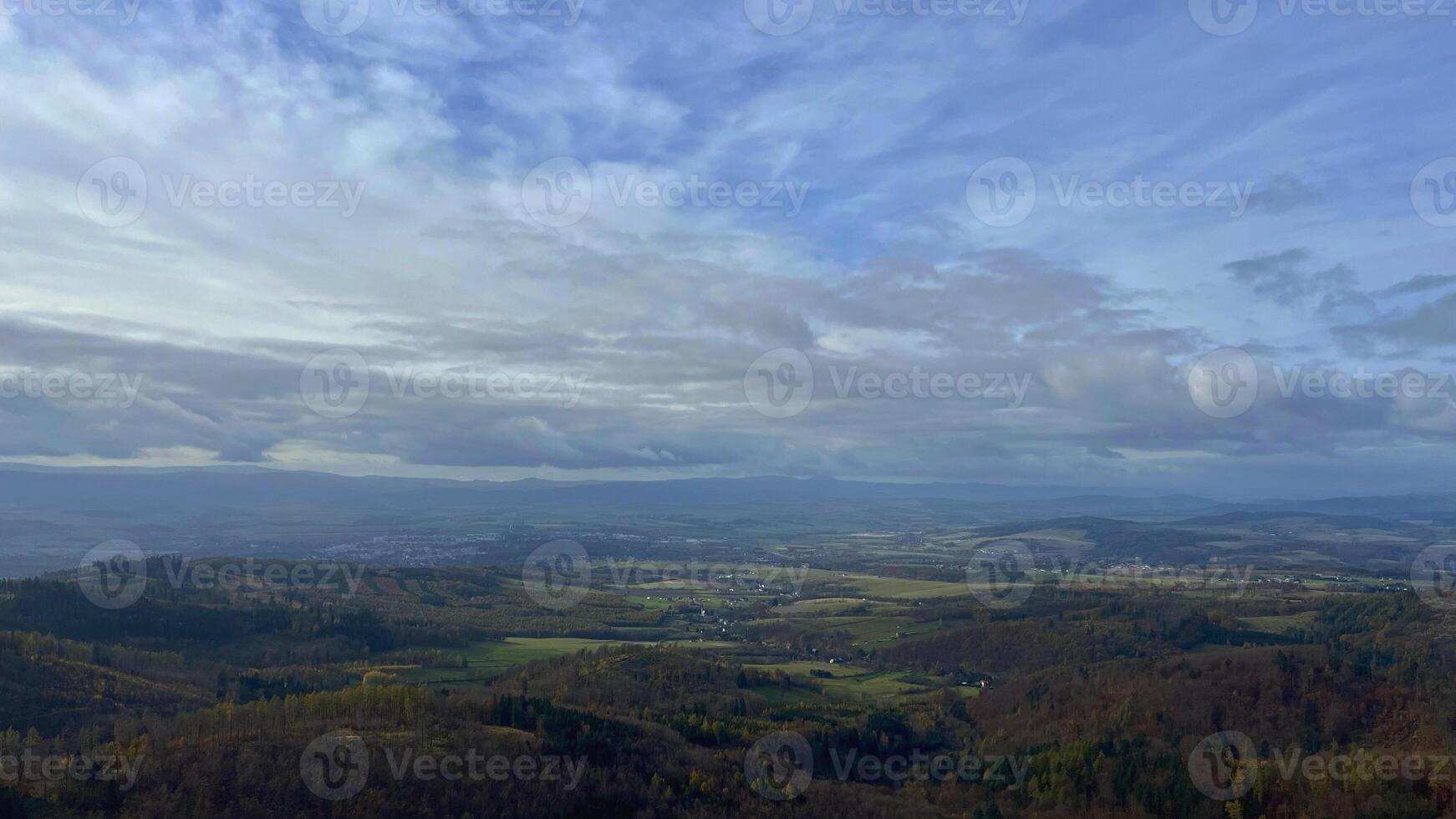 Autumn in the mountains, autumn mountains from above. Drone view. photo