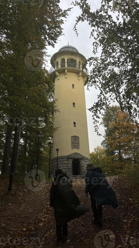 Observation tower, observation platform on the mountain overlooking the city of Jelenia Gora, Poland photo