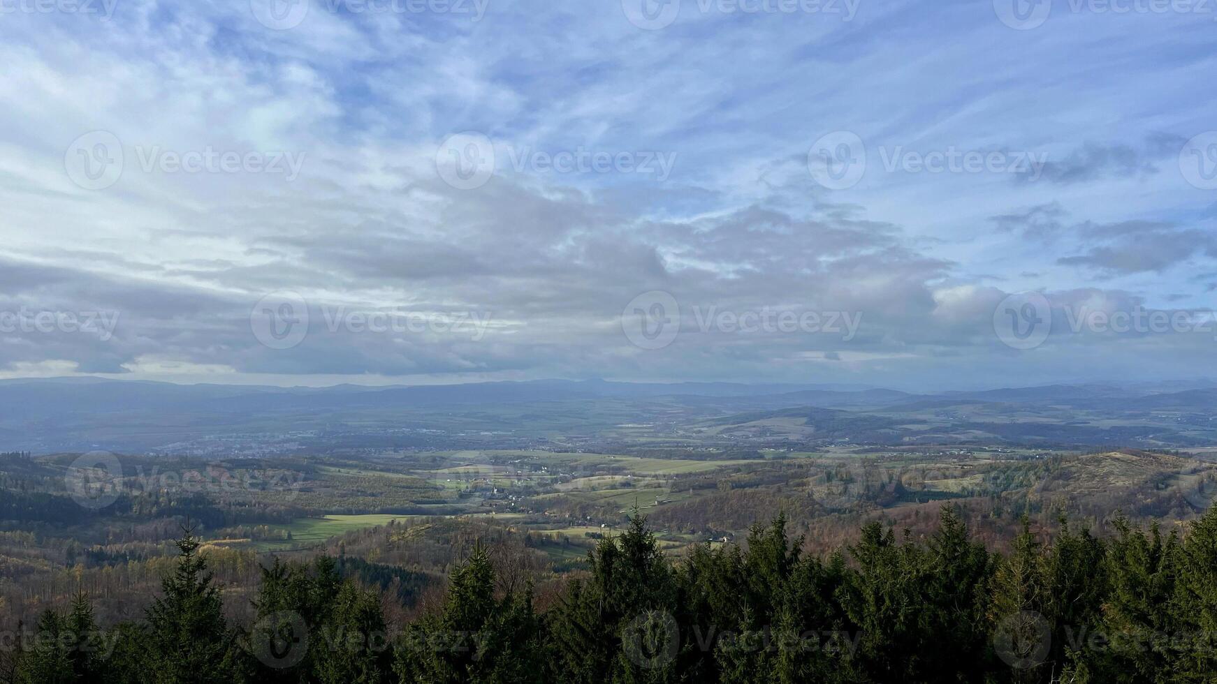 Autumn in the mountains, autumn mountains from above. Drone view. photo