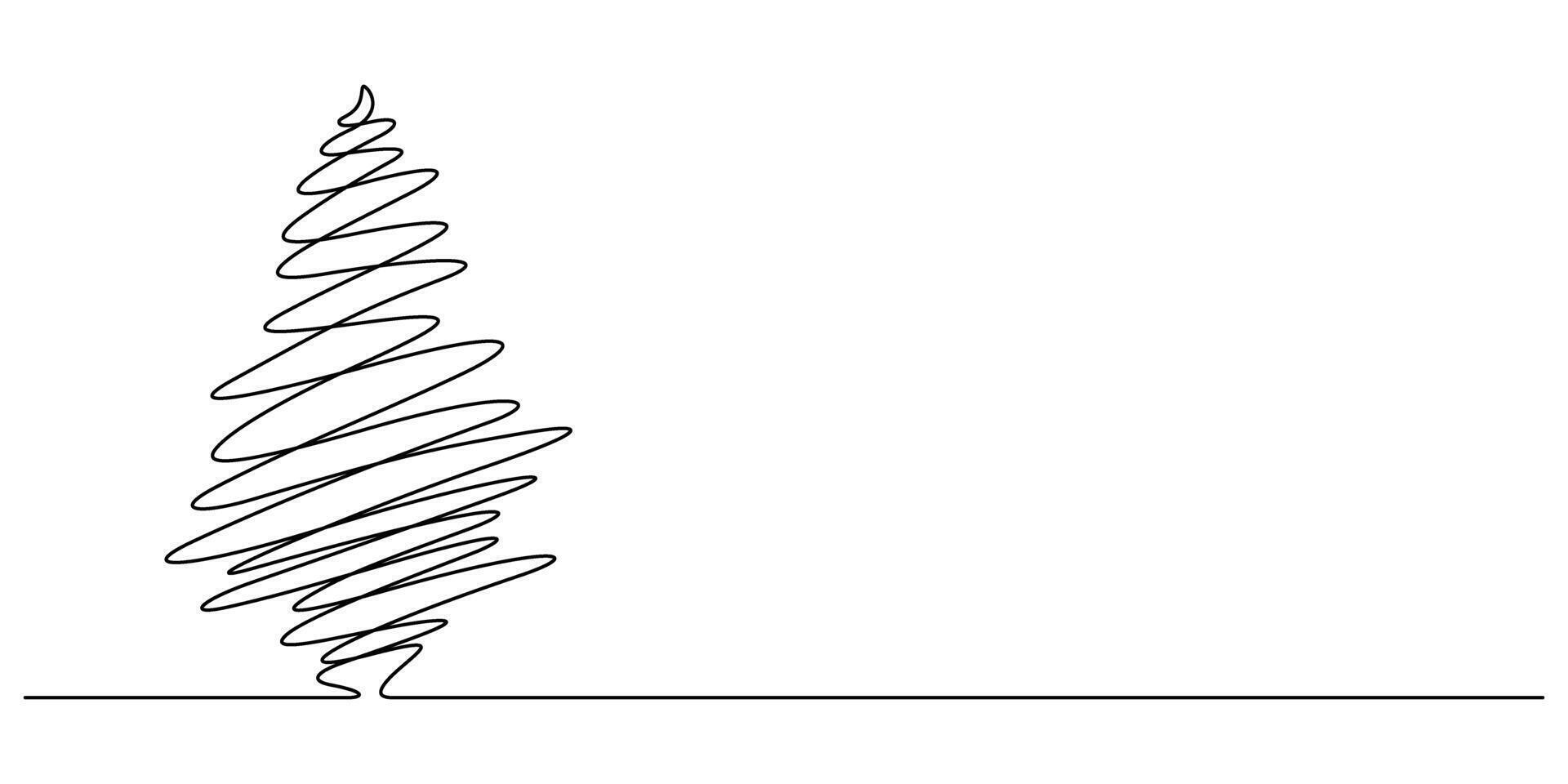 christmas tree line art continuous drawing minimalism vector