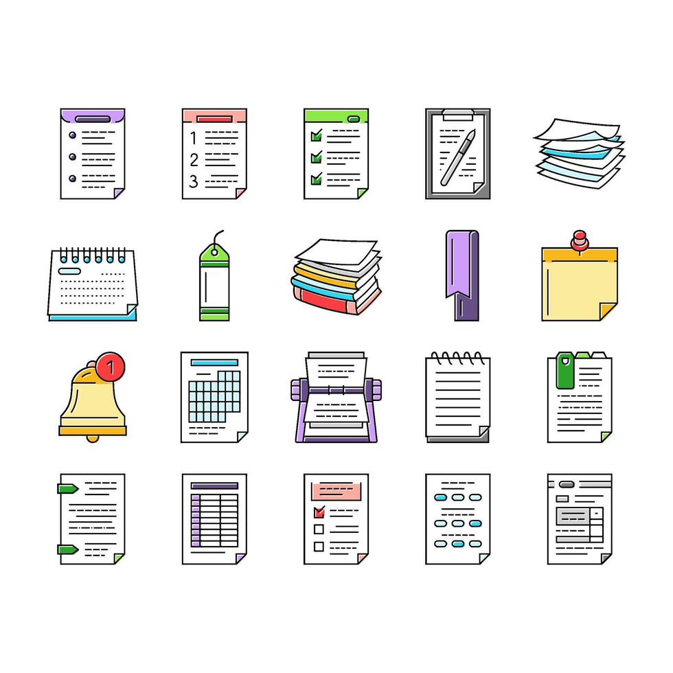 list check document tick icons set vector