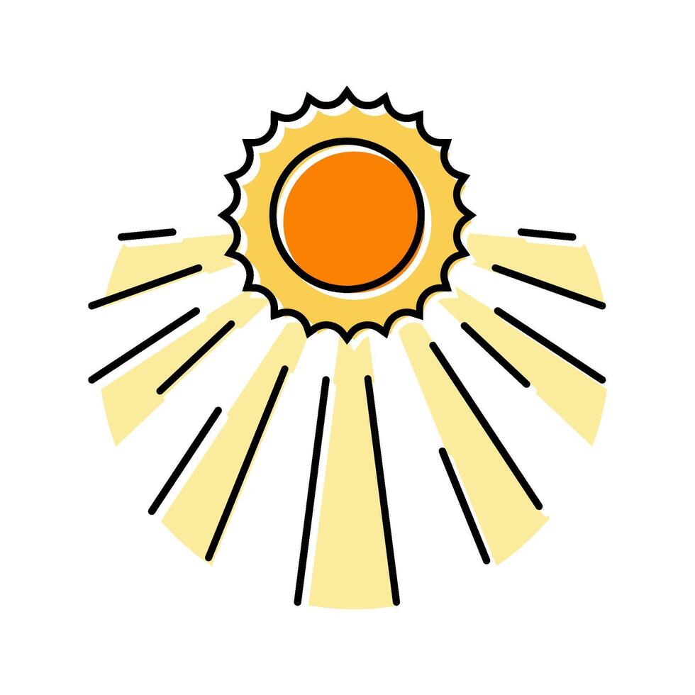 sun rays solar panel color icon illustration vector