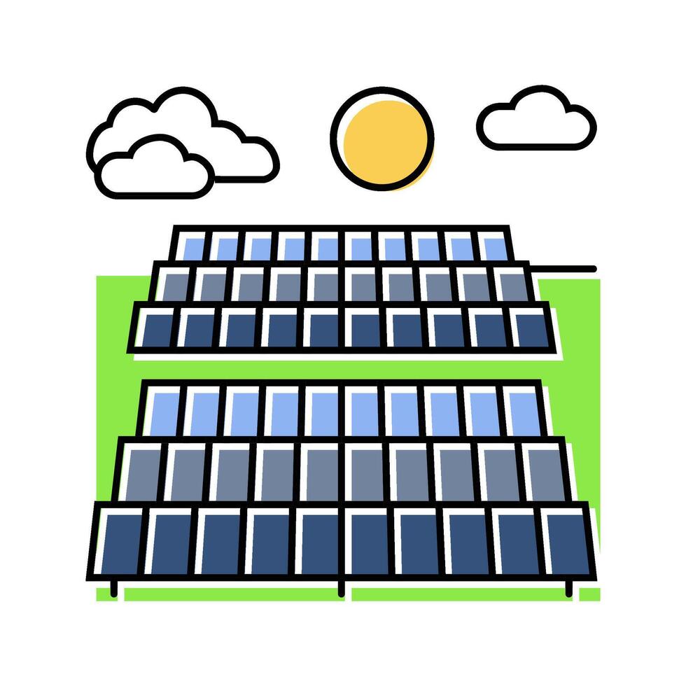 farm solar panel color icon illustration vector