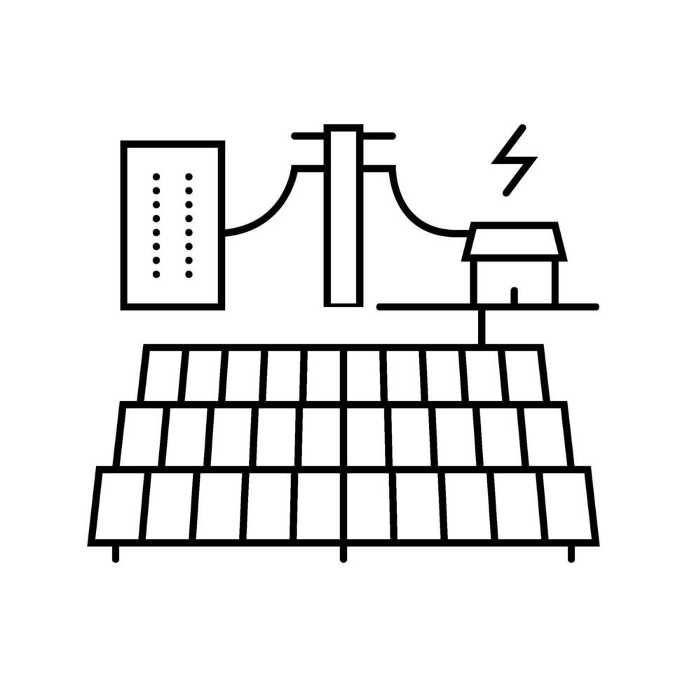 grid integration solar panel line icon illustration vector