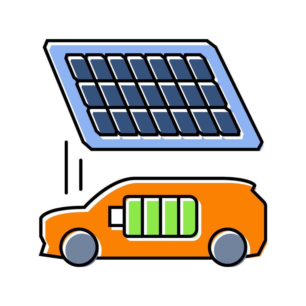 floating solar panel color icon illustration vector