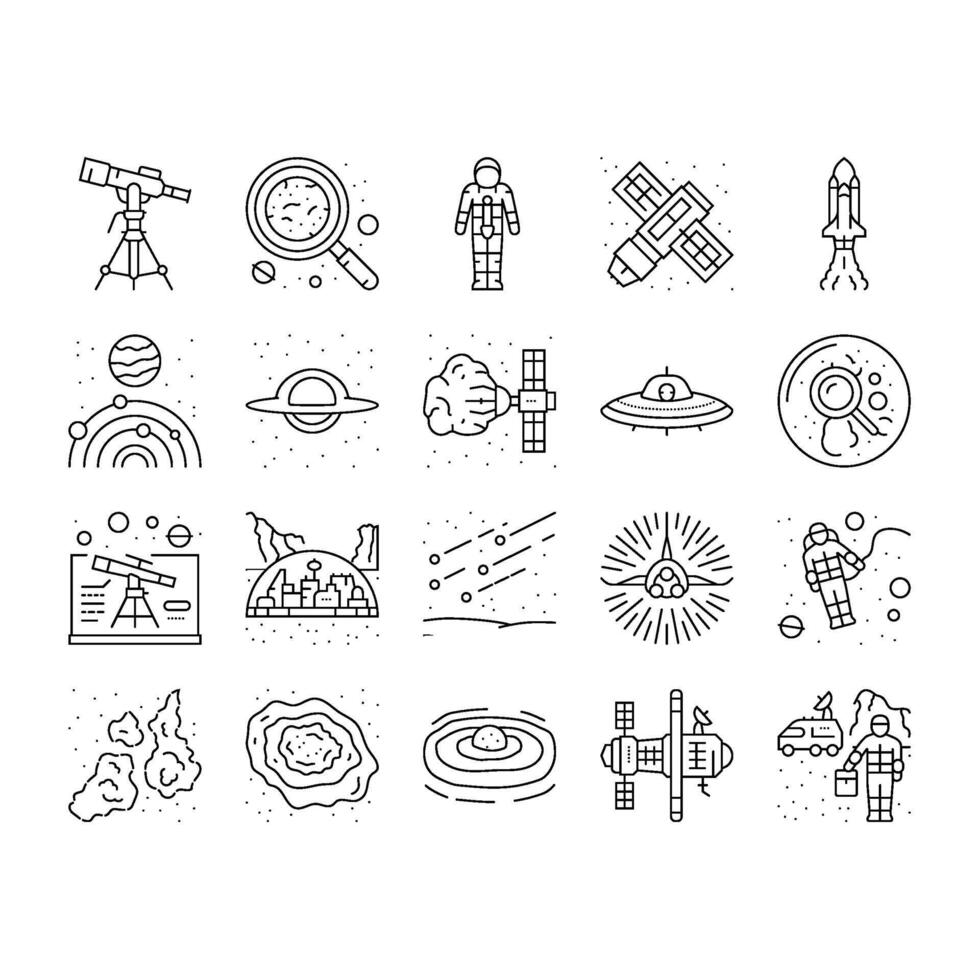 space exploration planet icons set vector
