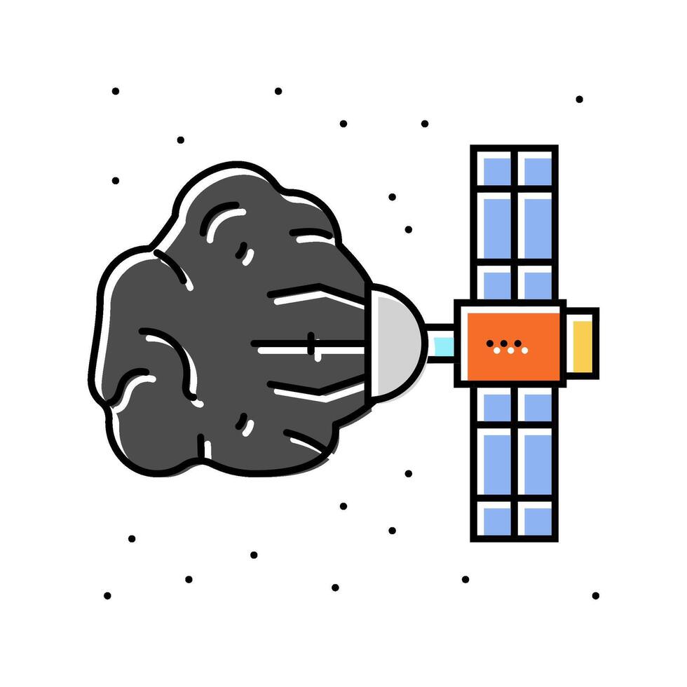 asteroid mining space exploration color icon illustration vector