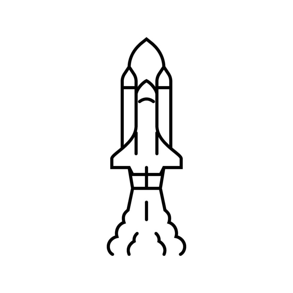 rocket launch space exploration line icon illustration vector