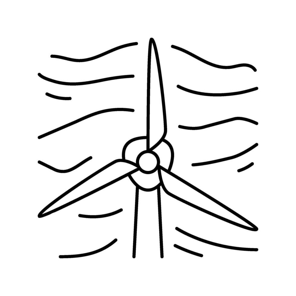 single wind turbine line icon illustration vector
