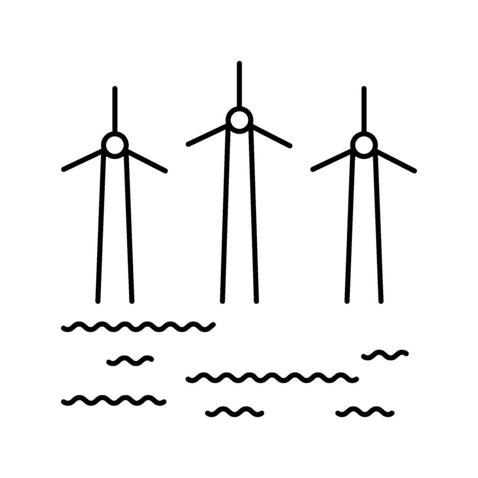 offshore wind turbine line icon illustration vector